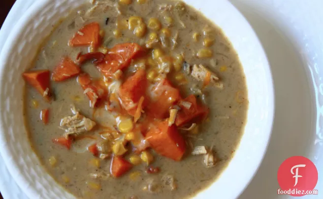 Harvest Chicken Soup with Sweet Potatoes and Corn