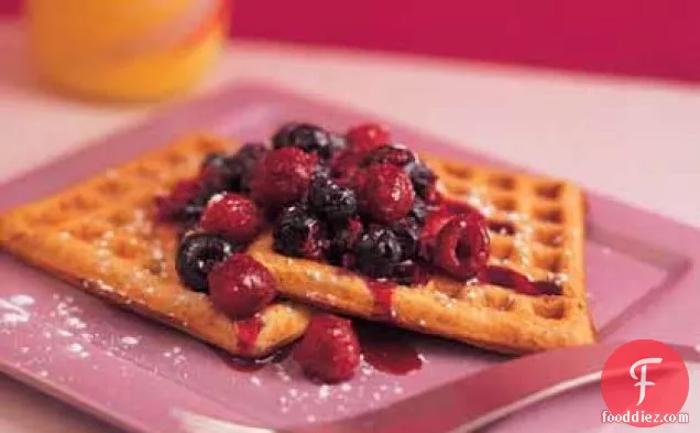 Waffles with Two-Berry Syrup
