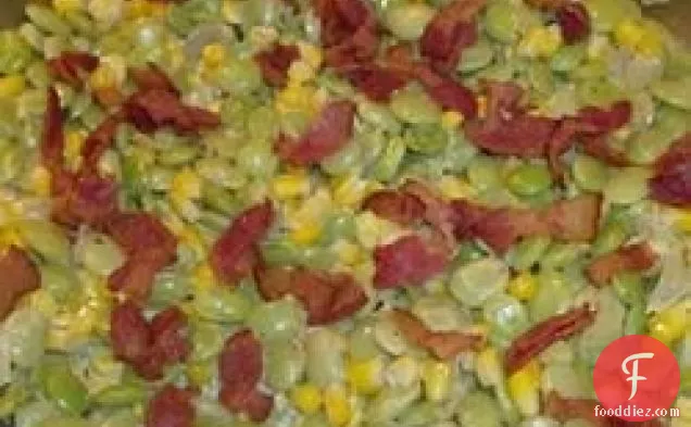 Creamy Succotash with Bacon, Thyme and Chives
