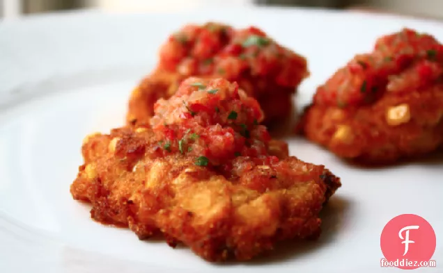 Jalapeno Corn Fritters With Sweet Pepper Pineapple Relish