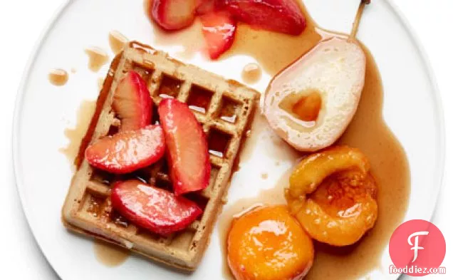 Poached Fruit over Waffles