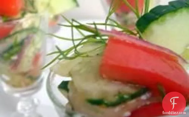 Crispy Cucumbers and Tomatoes in Dill Dressing