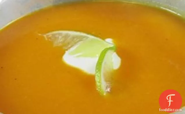 Curried Butternut Squash Soup with Lime Cream