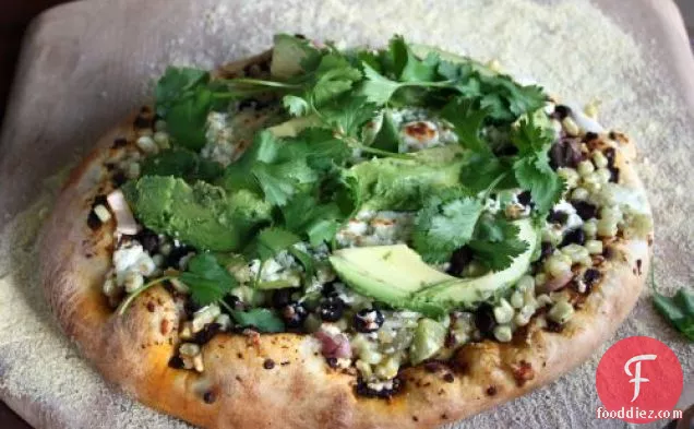 Mexican Pizza With Corn, Tomatillos, And Chipotle Chiles