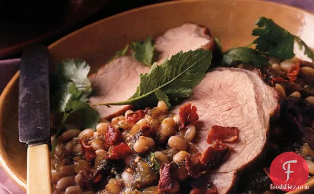 Tomatillo-braised Pork Loin With White Beans And Bacon