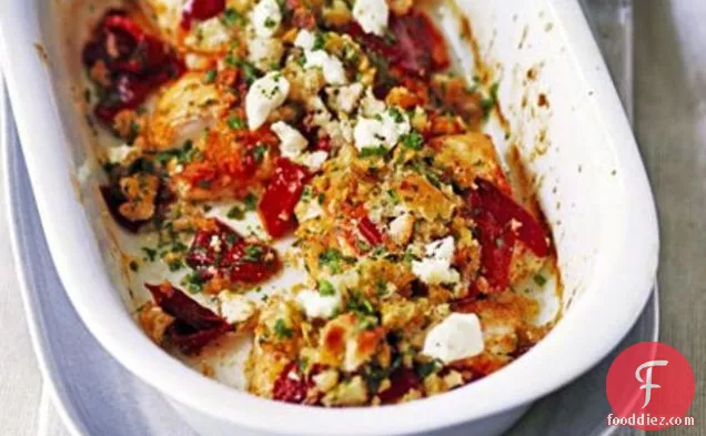 Haddock Baked With Roasted Peppers & Feta
