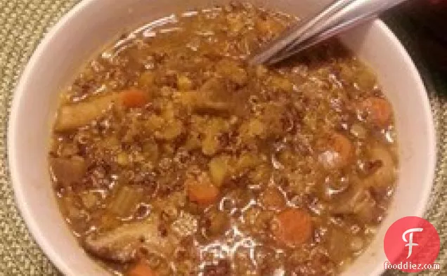 Spicy Vegan Lentil Quinoa Soup