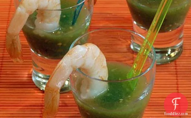 Shrimp Cocktail & Tomatillo Gazpacho Shooters