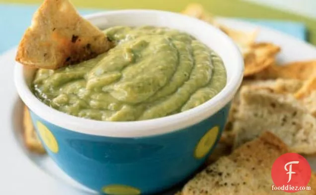 Avocado-Tomatillo Dip with Cumin Pita Chips