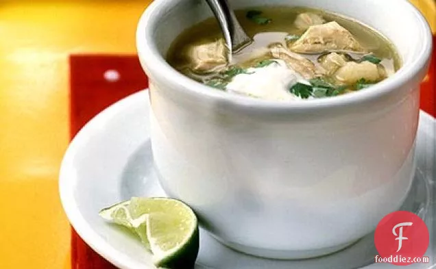 Posole (Tomatillo, Chicken, and Hominy Soup)