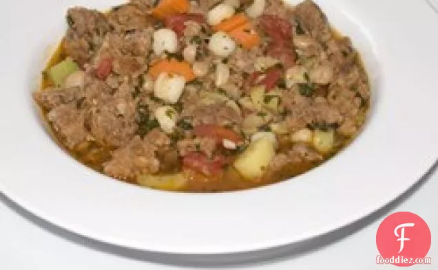 सीताफल के साथ मसालेदार सॉसेज सूप