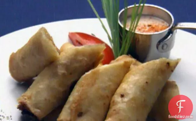 Chorizo Cheese Taquito with Tomatillo Mint Salsa