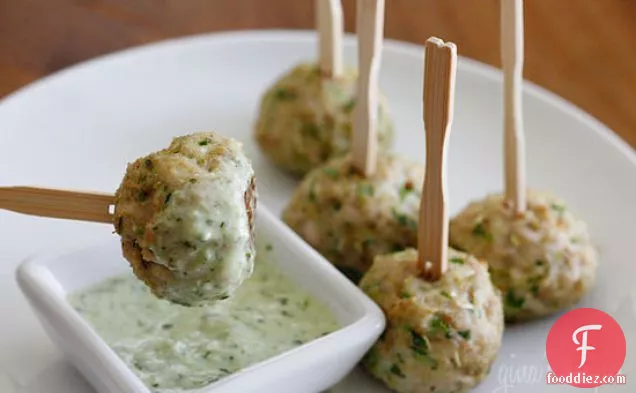 Southwest Turkey Meatballs With Creamy Cilantro Dipping Sauce