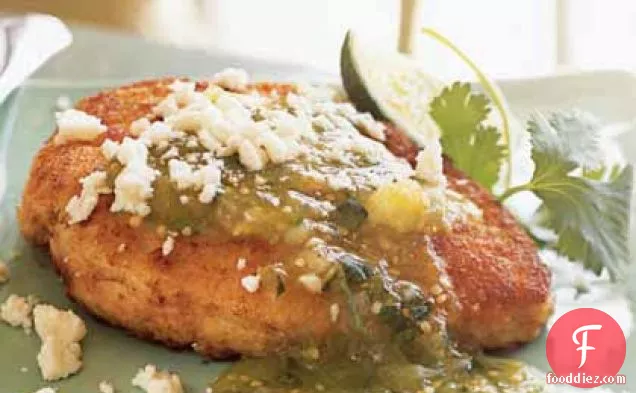 Herbed Chicken Breasts with Tomatillo Salsa and Queso Fresco