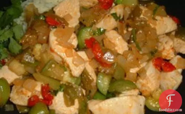 Chicken With Tomatillos And Poblanos