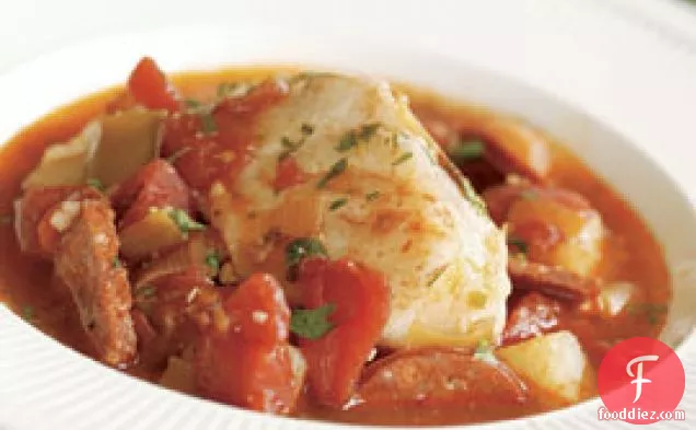 Cod Stew With Chorizo, Leeks & Potatoes