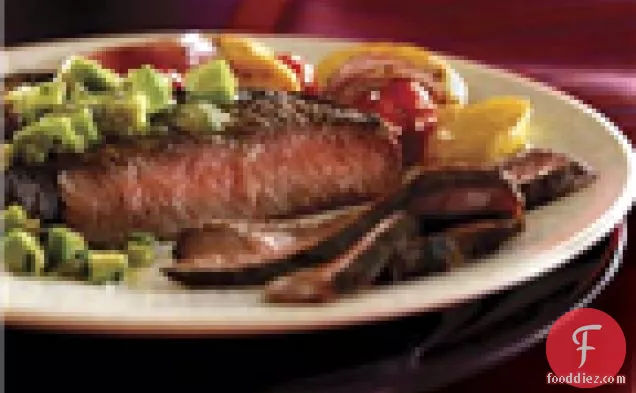 Cumin-rubbed Steaks With Avocado Salsa Verde