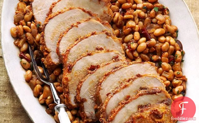 Crusted Roast Pork with White Beans