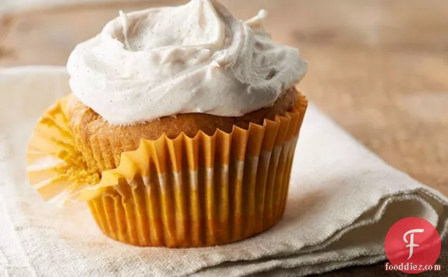 Pumpkin Cupcakes with Cinnamon-Cream Cheese Frosting