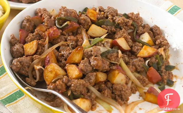 Skillet Beef Picadillo with Walnut Sauce