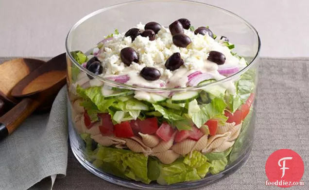 Layered Greek Salad for a Crowd