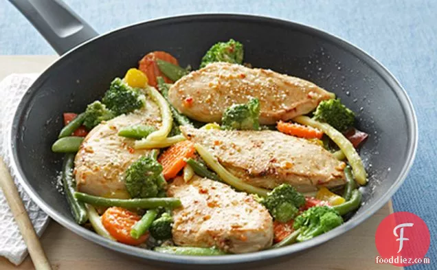 Skillet Chicken with Vegetables Parmesan