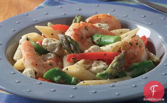 Asparagus and Shrimp with Penne Pasta