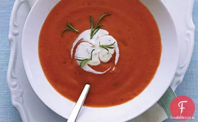 Chilled Tomato Soup with Tarragon crème fraîche
