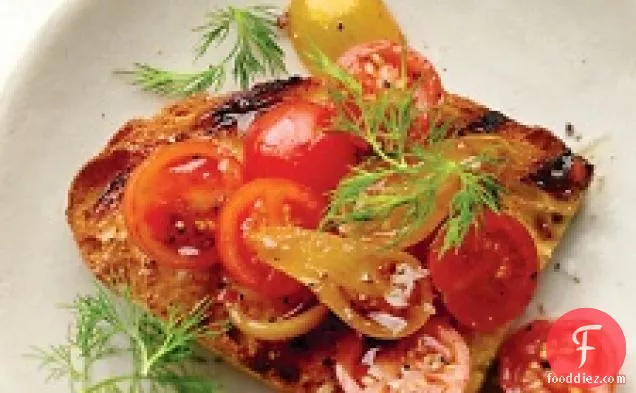 Mixed Tomatoes With Balsamic And Dill Bruschetta