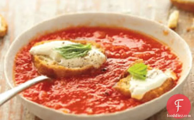 Tomato Soup With Mozzarella Croutons