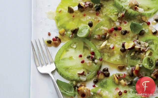 Green Tomatoes with Pistachio Relish