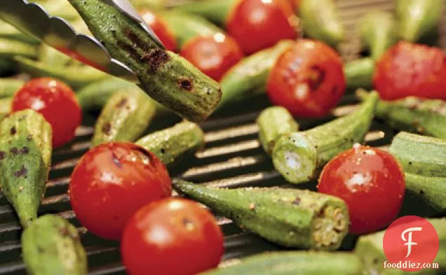 Grilled Okra and Tomatoes