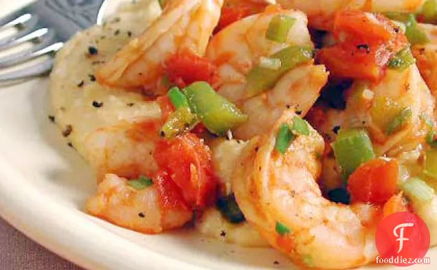 Shrimp and Tomatoes with Cheese Grits