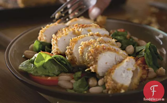 Italian Parmesan Chicken with Tuscan Spinach Salad