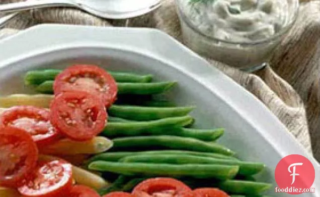 Fresh Beans & Tomatoes With Dill Cream
