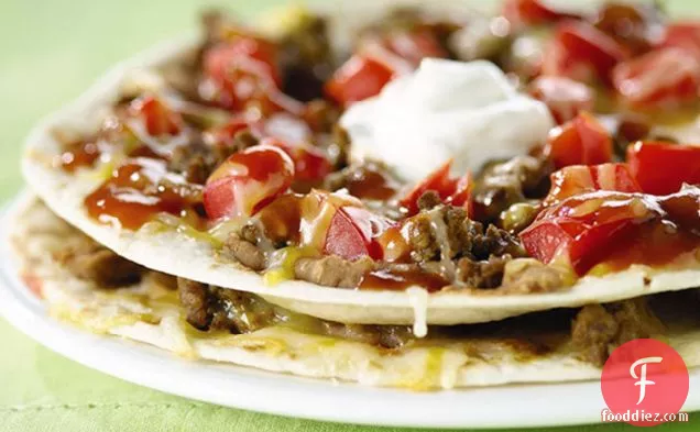 Individual Ground Beef Taco Pizzas