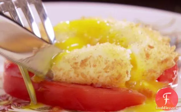 Deep Fried Poached Egg Over Heirloom Tomato
