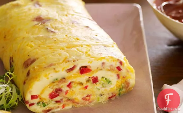 Bacon Omelet Roll with Salsa