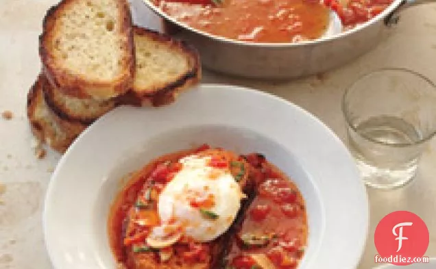 Tomato Soup With Poached Eggs