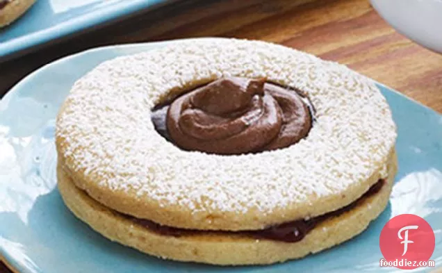 Chocolate-Topped Linzer Cookies