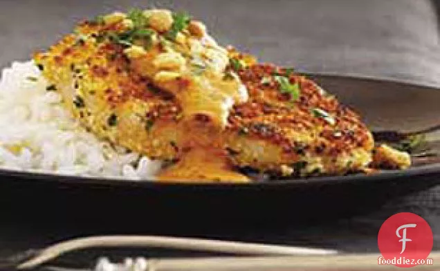 Cilantro-Crusted Pork Chops with Chipotle-Peanut Sauce