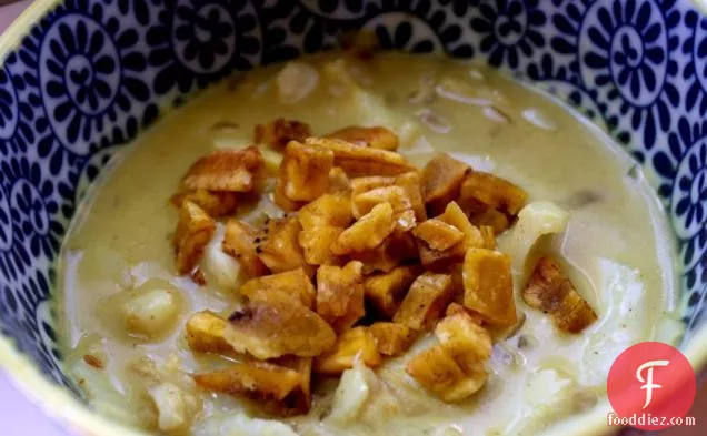 Curry Fish Chowder With Crout-tains (paleo Croutons)