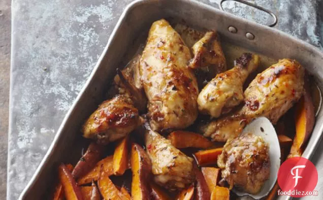 One-Pan Baked Chicken & Sweet Potatoes