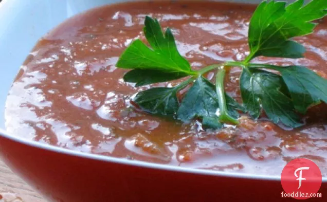 Tomato Soup with Roasted Garlic and Herbs