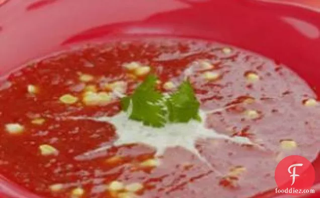 Chilled Tomato Soup With Cilantro-yogurt Swirl