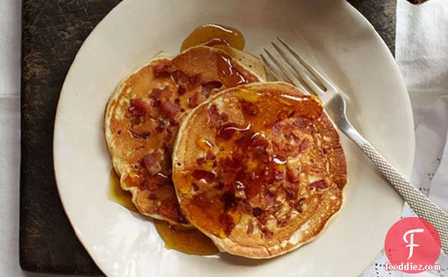 Sour Cream & Bacon Pancakes with Warm Orange-Maple Syrup
