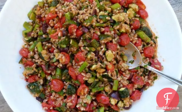 Farro With Roasted Vegetables And Roasted Tomato Dressing Recipe
