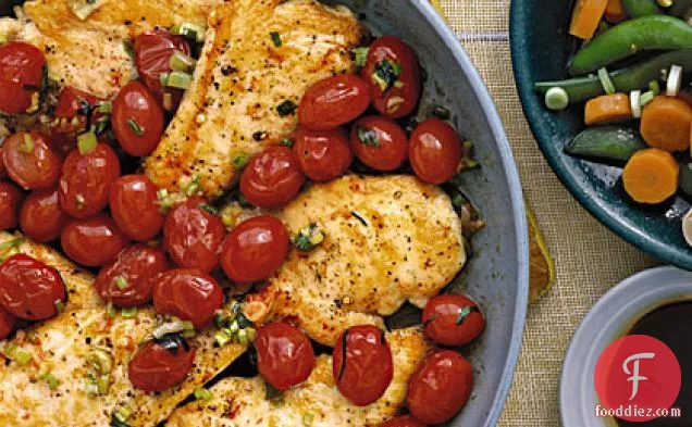 Chicken Cutlets with Tomato Sauté