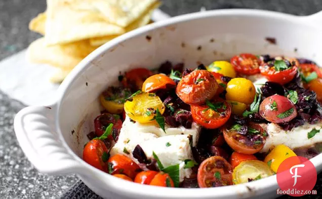Baked Feta With Tomatoes And Olives