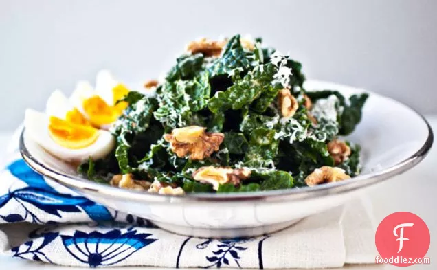 Kale Salad With Walnuts And Soft-boiled Eggs